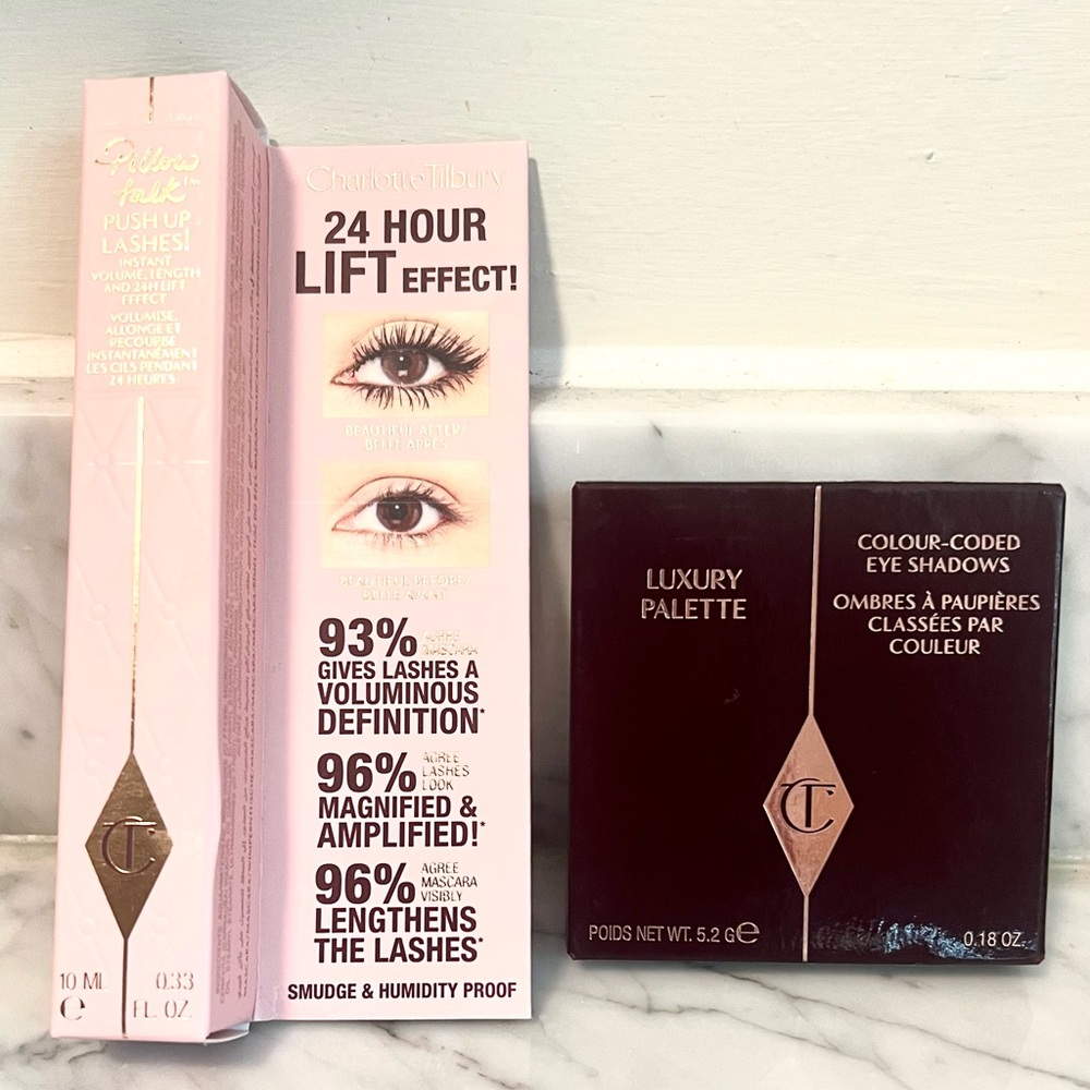 NEW Charlotte Tilbury Luxury Eye Palette Plus Pillow Talk Mascara (super Blk)